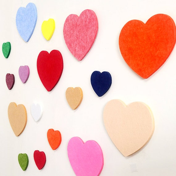Small Heart Decor, Felt Pin Board, Polygon Sound Diffuser Panel, Felt Wall Tiles, Wall Décor