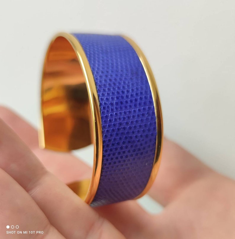 handmade fine gold-plated cuff and varan Women/'s gold-plated adjustable bracelet and varan leather