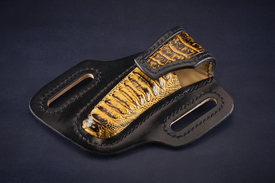 Étui Ceinture Galet Pour 1515 Manu Laplace en Patte d'autruche - Fait Main France