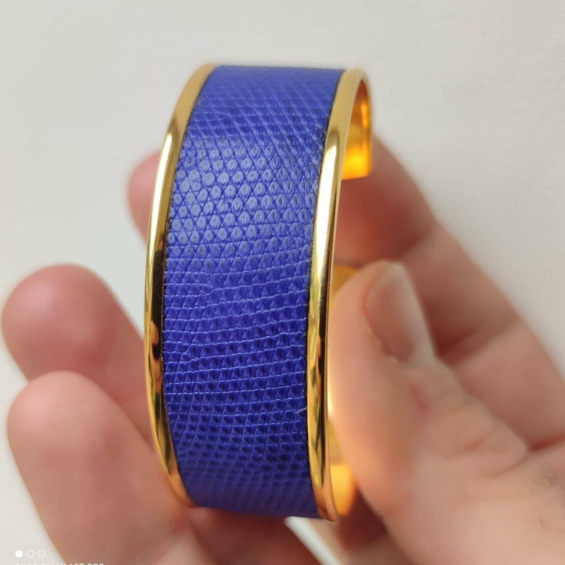 handmade fine gold-plated cuff and varan Women/'s gold-plated adjustable bracelet and varan leather