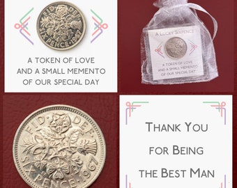 Best Man / Best Woman: A Lucky Sixpence Gift / Wedding Favour / Keepsake