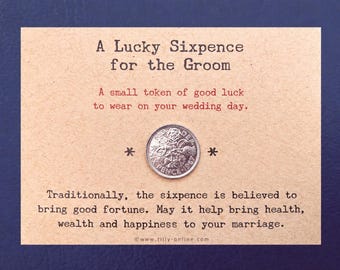A Lucky Wedding Sixpence Gift for a Groom