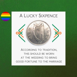 Een gelukkig Irish Sixpence-cadeau voor een partner in een homohuwelijk
