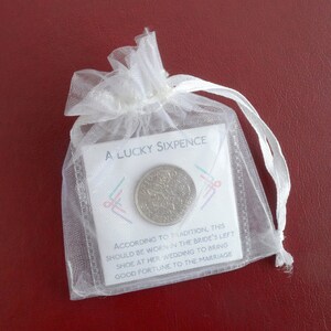 A Drilled Lucky Sixpence Gift for a Bride can be attached to clothing, necklace, bracelet, anklet or key ring image 5