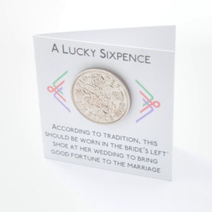 A Drilled Lucky Sixpence Gift for a Bride can be attached to clothing, necklace, bracelet, anklet or key ring image 6