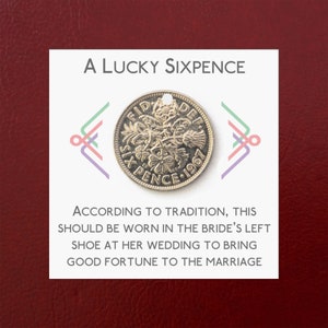 A Drilled Lucky Sixpence Gift for a Bride can be attached to clothing, necklace, bracelet, anklet or key ring image 2