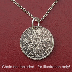 A Drilled Lucky Sixpence Gift for a Bride can be attached to clothing, necklace, bracelet, anklet or key ring image 1