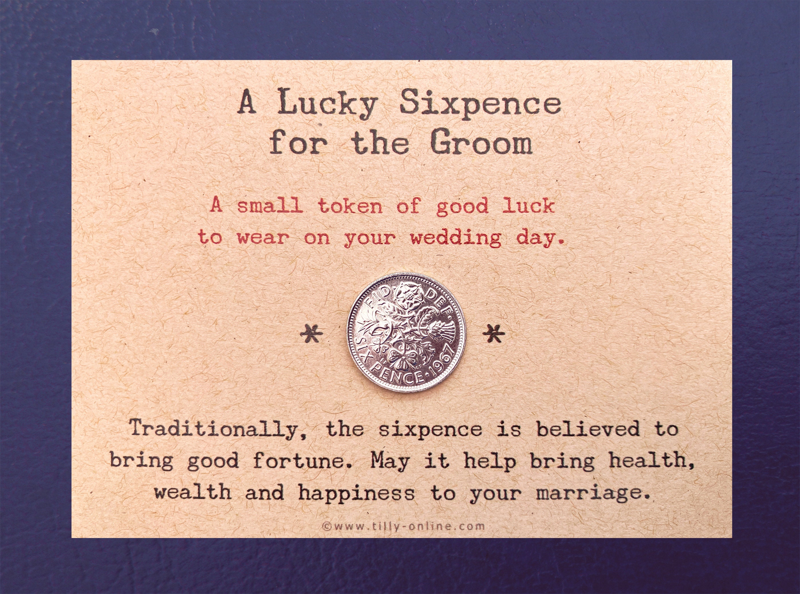 Groom’s Lucky Polished Sixpence