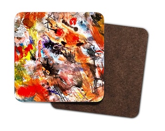 4 Pack Hardboard Coasters - Abstract Splatter Art