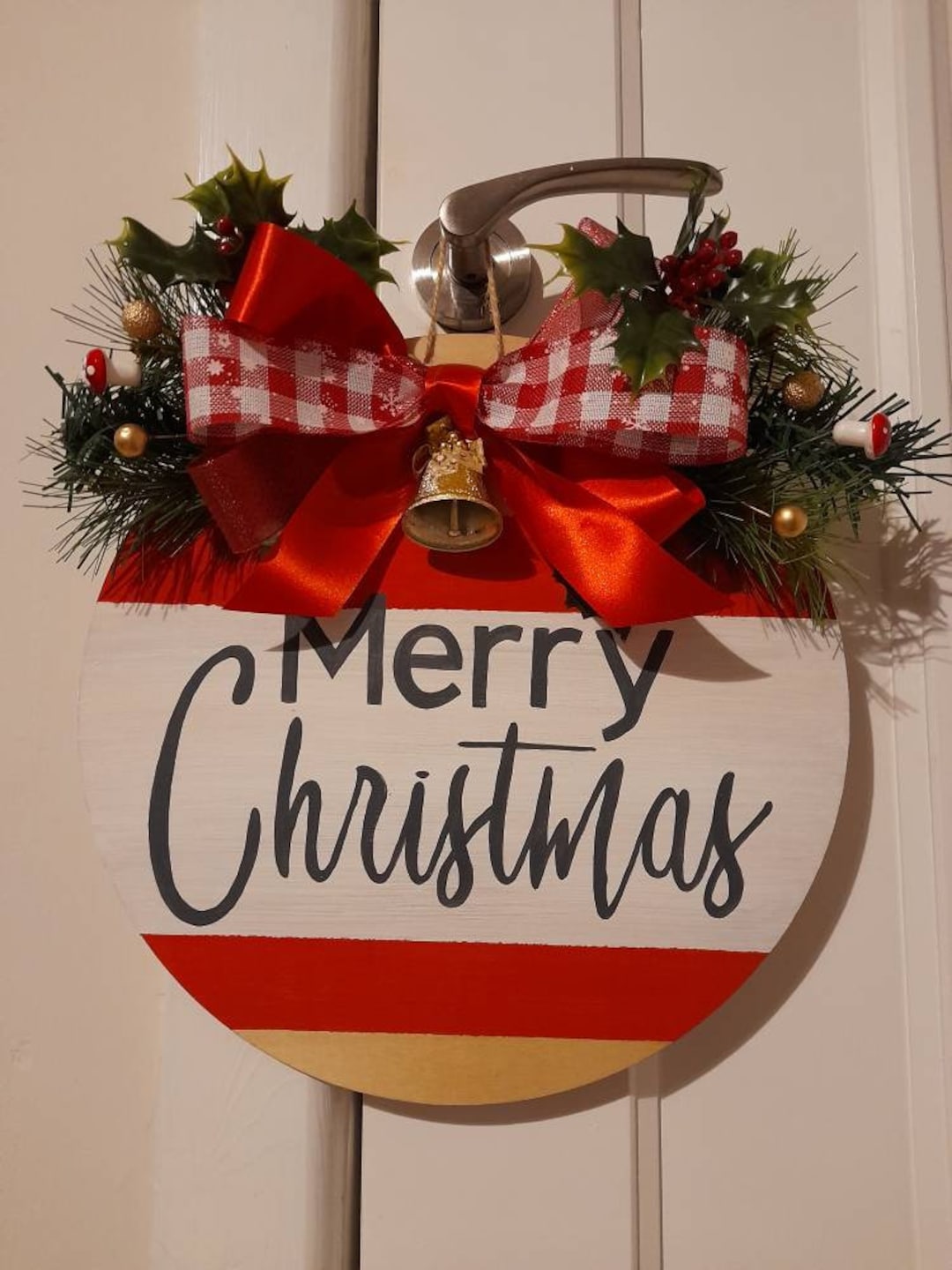 Christmas Wreath Door Hangers. Handpainted Wooden 30cm Door Etsy