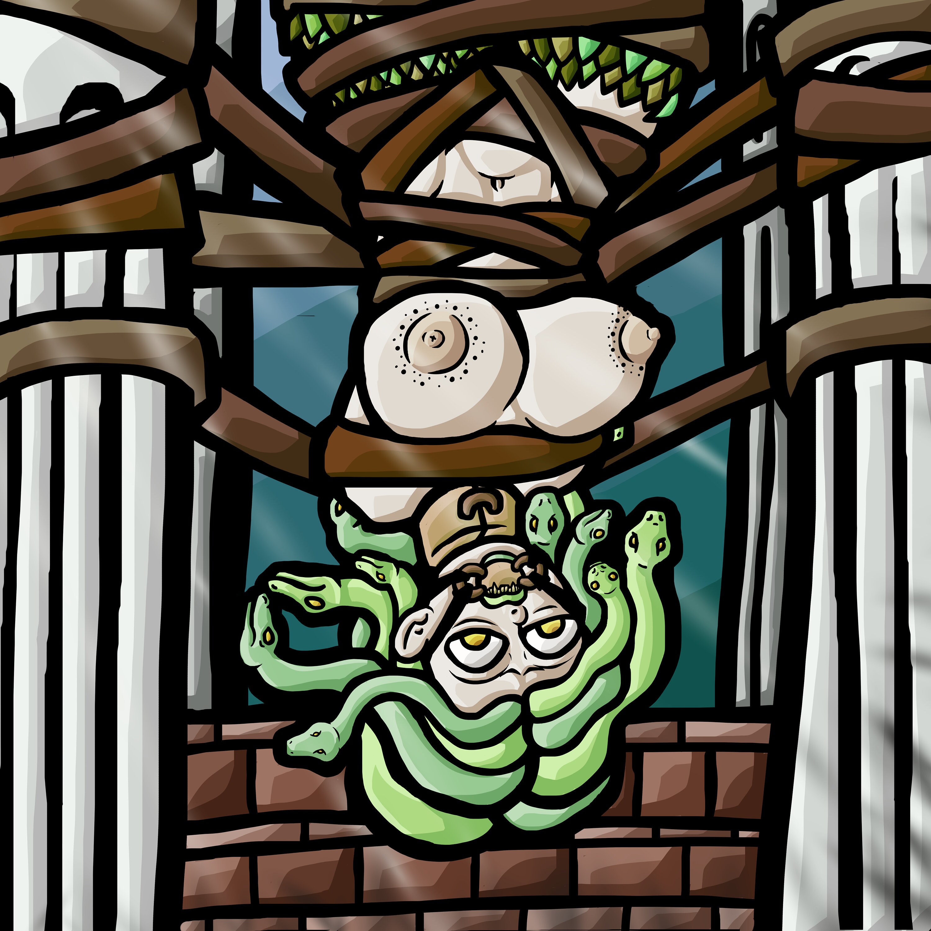 Madusa the Confined Gorgon bondage Mytholigy Art Print - Etsy