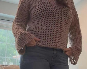 Crochet Mesh Sweater Pattern: Beginner-Friendly XS-XL (PDF Pattern)