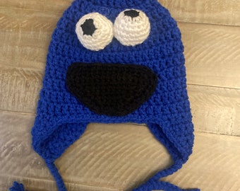 Handmade Cookie Monster hat: READY TO SHIP