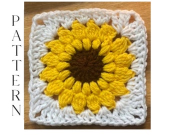 Sunflower Granny Square Crochet Pattern (PDF Pattern)
