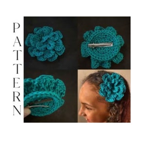 Crochet hair clip pattern, flower hair clip, diy hair accessories
