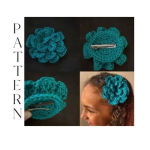 PATTERN:  crochet flower hair clip pattern