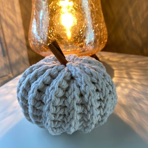 Crochet pumpkin made with orange yarn, handmade fall and autumn home decor