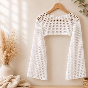 Patron de manches en maille au crochet, haut court (Patron PDF)