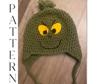 Crochet Grinch Hat Pattern: Earflap Winter Hat with Video Tutorial