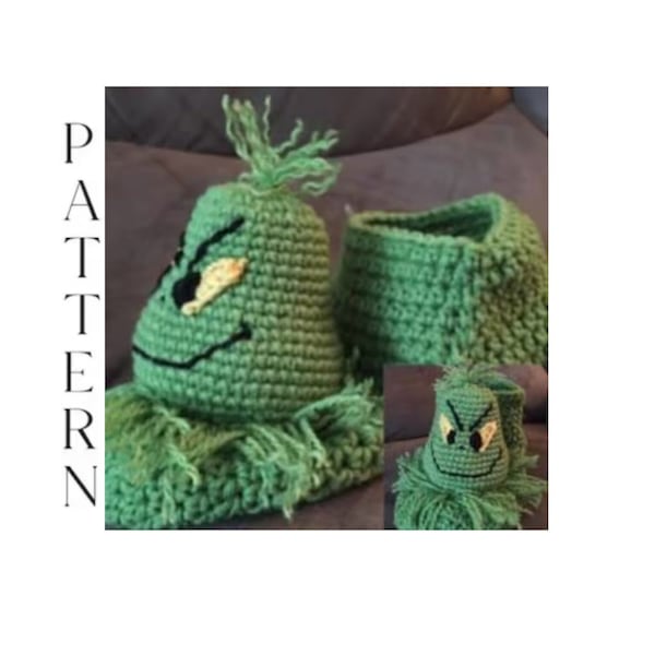 PATTERN: Crochet Grinch Slippers