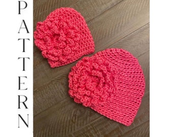 PATTERN:  crochet baby hat with flower