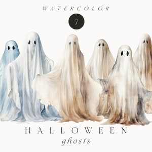 Watercolor Halloween Clipart - Halloween Ghosts clipart png - Watercolor Ghosts clipart - Spooky Halloween decor - Commercial use clipart