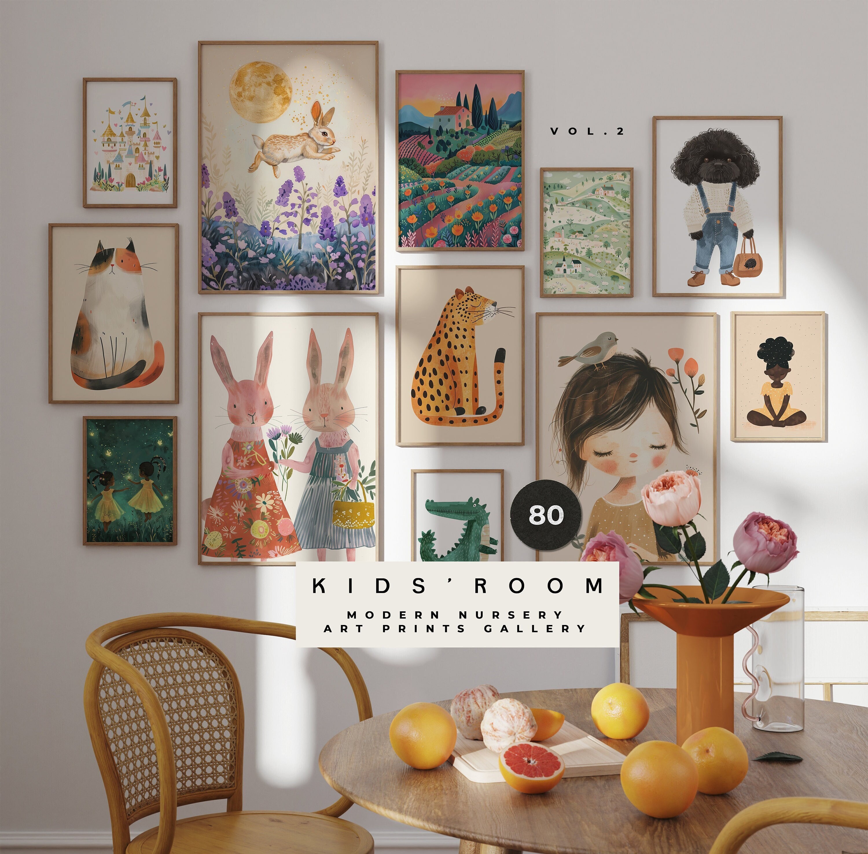 Kids Room Wall Art Prints - 80 Nursery Wall Prints - Colorful Nursery Decor - Calm Baby Posters set - Gallery wall - Digital Printable Art