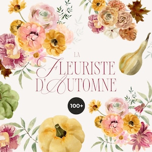 Aquarell Herbst Blumen Clipart png - Aquarell Herbst Blumen Clipart - Herbst Blumen Clipart für Einladungen - Kürbisse Clipart - Kommerzielle Nutzung