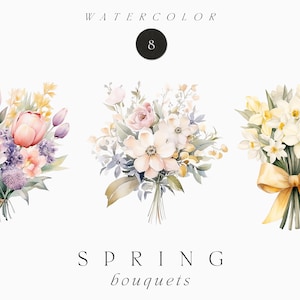 Aquarel lente clipart png - aquarel lente boeket clipart - tulpen narcis bloemen clipart - boeketten png - commercieel gebruik clipart