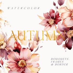 Aquarelle fleurs d'automne - automne clipart - automne fleurs clipart png - aquarelle automne bouquets floraux - automne clipart à usage commercial