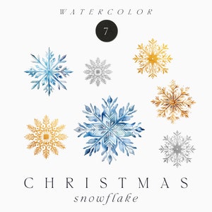 Christmas Clipart - Christmas Snowflakes clipart png - Gold Snowflake png - Watercolor Snowflake - Silver Snowflake clipart - Gold Christmas