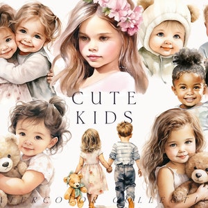 Aquarel schattige kinderen clipart - aquarel baby's clipart - schattige babymeisje - schattige jongen - Kids clipart - kinderen clipart - digitale clipart PNG