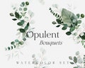 Greenery watercolor set - Watercolor foliage clipart - Watercolor green leaves bouquets for wedding invite logo card - Digital PNG clipart