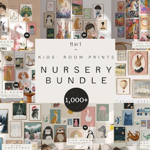 1000+ Kinderzimmer-Drucke-Paket - Druckbare DIGITALE Kinderzimmer-Wandkunst - Süße Tiere Kinderzimmer Poster - Vintage Drucke - Kinderzimmer Dekor Poster