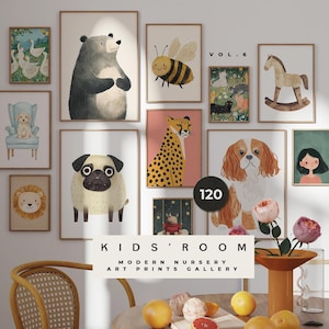 120 Kinderzimmer Wand Kunst Drucke - Kinderzimmer Wand Poster - Bunte Kinderzimmer Dekor - Calm Baby Poster Set - Galeriewand - Digital Printable Art
