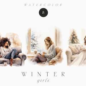 Acuarela Invierno Clipart png - Winter Girls clipart png - Invierno Mujeres clipart png - Navidad mujeres clipart png - Chicas de invierno para diario