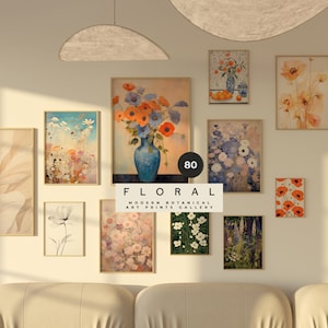 Impresiones florales abstractas - 80 obras de arte de pared con motivos florales - Galería de impresiones botánicas - IMPRESIONES EN DESCARGA DIGITAL - Pósteres de descarga instantánea