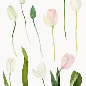 Clipart de tulipes aquarelle png clipart de fleurs de tulipe rose blanc clipart floral de printemps clipart de carte d'invitation de mariage clipart numérique PNG image 3