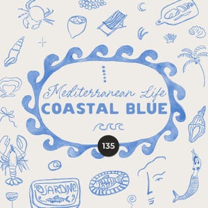Clipart bleu côtier - clipart icônes été italien - icônes Dolce Vita dessinées à la main - cadres fantaisistes - clipart d'invitation de mariage Amalfi Amore