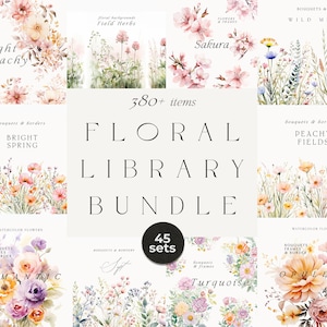 Ensemble floral aquarelle - ensemble de cliparts floraux aquarelle png - clipart mariage png - ensemble de cliparts bordure florale - ensemble couronne de fleurs sur invitation