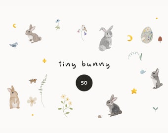 Tiny Bunny clipart - Easter rabbits clipart png - Spring clipart - Nursery kids cute bunnies wildflowers Easter eggs - Digital PNG clipart