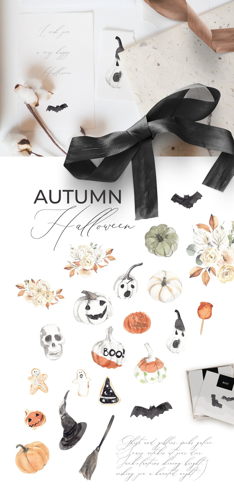 HALLOWEEN AUTUMN AESTHETICS Watercolor Collection Fall Etsy