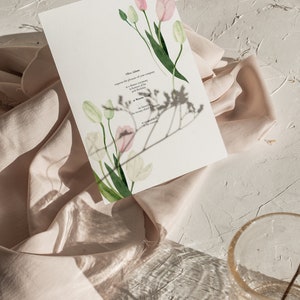 Clipart de tulipes aquarelle png clipart de fleurs de tulipe rose blanc clipart floral de printemps clipart de carte d'invitation de mariage clipart numérique PNG image 4