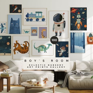 Jungen Zimmer Wand Kunst Drucke - 100 Kinderzimmer Drucke - Bunt Kinderzimmer Dekor - Ruhiges Baby Kinder Poster Set - Galeriewand - Digitale druckbare Kunst