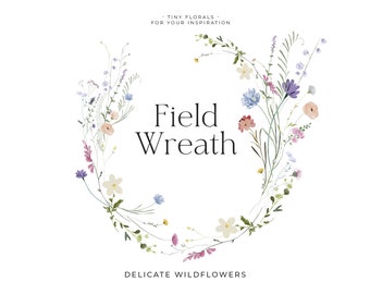 Wildflowers wreath png - Watercolor wildflowers wreath clipart - Field flowers frame png for wedding invite card logo - Digital PNG clipart