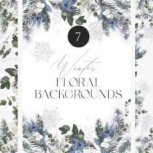Conjunto de quadros de fundos florais de Natal - clipart aquarela floral de inverno - conjunto de bordas florais de inverno - feliz ano novo decoração noel - PNG