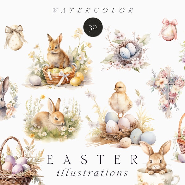 Aquarell Ostern Clipart - Aquarell Hase Clipart png - Niedliche Ostern Clipart png - Aquarell Ostereier png - kommerzielle Nutzung Clipart png