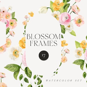 Aquarell Blumenkränze - Blumen Clipart png - Frühlingsblumen png - Sommer Blumenrahmen Hochzeit Einladungskarte Logo - Digital PNG Clipart
