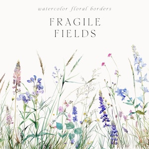 Watercolor Wildflowers Clipart - Floral border png - Watercolor wildflowers borders set - Floral Wedding Clipart png - Flowers for invites