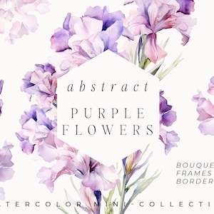 Aquarell Blumen Clipart - Abstrakte lila Blumen png - Violet Aquarell iris png für lädt ein - Blumensträuße - Digitale Clipart PNG
